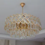 Candelabru Infinity Cristal Gold 55 cm – Cristal K9 Premium și Metal Auriu, 12 Becuri E27, Design Luxos pentru Living și Dining - imagine 13
