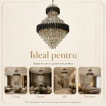 Candelabru Luxury Cristal Black – Palace Edition 60×94 cm – Capodoperă Monumentală pe Mai Multe Niveluri, 15 Becuri, Cristal K9 Premium și Metal Negru, Ideal pentru Scări Interioare și Tavane Înalte - imagine 5