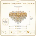 Candelabru Luxury Flower Cristal Gold 60 cm – Cristal K9 Premium și Metal Auriu, 10 Becuri E14, Design Luxos pentru Living și Dining - imagine 6