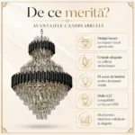 Candelabru Luxury Cristal Black – Palace Edition 60×94 cm – Capodoperă Monumentală pe Mai Multe Niveluri, 15 Becuri, Cristal K9 Premium și Metal Negru, Ideal pentru Scări Interioare și Tavane Înalte - imagine 4