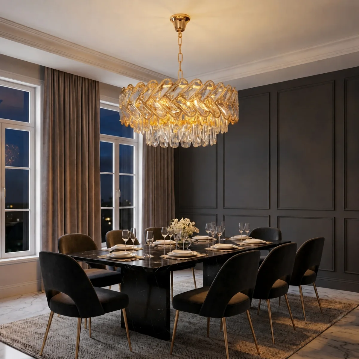 Candelabru Infinity Cristal Gold 45 cm – Cristal K9 Premium și Metal Auriu, 10 Becuri E27, Design Luxos pentru Living și Dormitor - imagine 3
