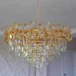 Candelabru Luxury Flower Cristal Gold 60 cm – Cristal K9 Premium și Metal Auriu, 10 Becuri E14, Design Luxos pentru Living și Dining - imagine 8