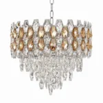 Candelabru Royal Cristal Chrome 40 cm – Cristal K9 Premium și Metal Cromat, 5 Becuri E14, Design Elegant pentru Living și Dormitor