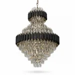Candelabru Luxury Cristal Black – Palace Edition 60×94 cm – Capodoperă Monumentală pe Mai Multe Niveluri, 15 Becuri, Cristal K9 Premium și Metal Negru, Ideal pentru Scări Interioare și Tavane Înalte