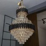 Candelabru Luxury Cristal Black – Palace Edition 60×94 cm – Capodoperă Monumentală pe Mai Multe Niveluri, 15 Becuri, Cristal K9 Premium și Metal Negru, Ideal pentru Scări Interioare și Tavane Înalte - imagine 2
