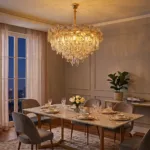 Candelabru Luxury Flower Cristal Gold 60 cm – Cristal K9 Premium și Metal Auriu, 10 Becuri E14, Design Luxos pentru Living și Dining - imagine 3
