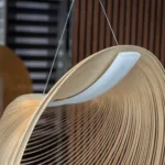 Lustră LED Suspendată Spirală Ovală 80 cm – Structură Aurie cu Design Circular, LED Integrat - imagine 5