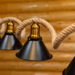 Lustră Suspendată Rustic Modernă cu Sfoară Ondulată 110 cm – Metal Negru cu Accente Aurii, 4 Becuri E27 - imagine 10