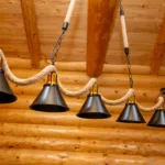 Lustră Suspendată Rustic Modernă cu Sfoară Ondulată 132 cm – Metal Negru cu Accente Aurii, 5 Becuri E27 - imagine 6