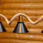 Lustră Suspendată Rustic Modernă cu Sfoară Ondulată 132 cm – Metal Negru cu Accente Aurii, 5 Becuri E27 - imagine 10