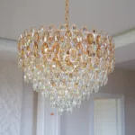 Candelabru Royal Cristal Gold 50 cm – Cristal K9 Premium și Metal Auriu, 9 Becuri E14, Design Elegant pentru Living și Dining - imagine 2