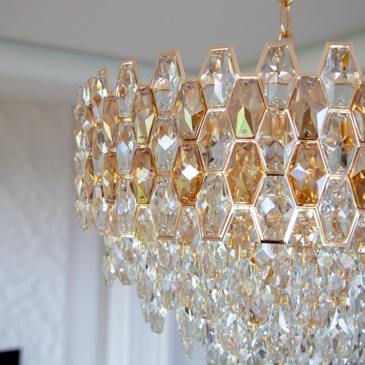 Candelabru Royal Cristal Gold 50 cm – Cristal K9 Premium și Metal Auriu, 9 Becuri E14, Design Elegant pentru Living și Dining - imagine 8