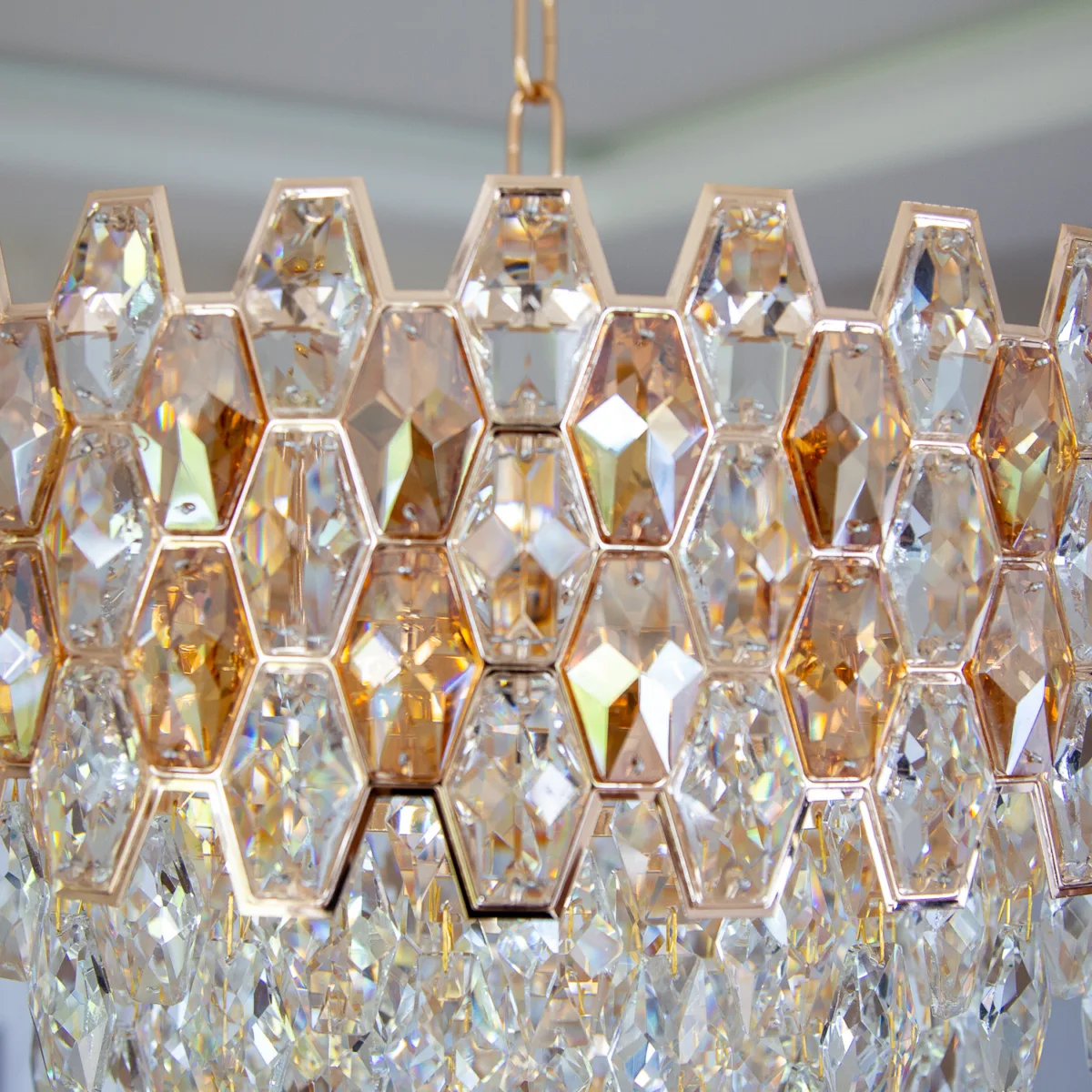 Candelabru Royal Cristal Gold 50 cm – Cristal K9 Premium și Metal Auriu, 9 Becuri E14, Design Elegant pentru Living și Dining - imagine 6