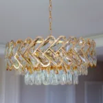 Candelabru Infinity Cristal Gold 45 cm – Cristal K9 Premium și Metal Auriu, 10 Becuri E27, Design Luxos pentru Living și Dormitor - imagine 2