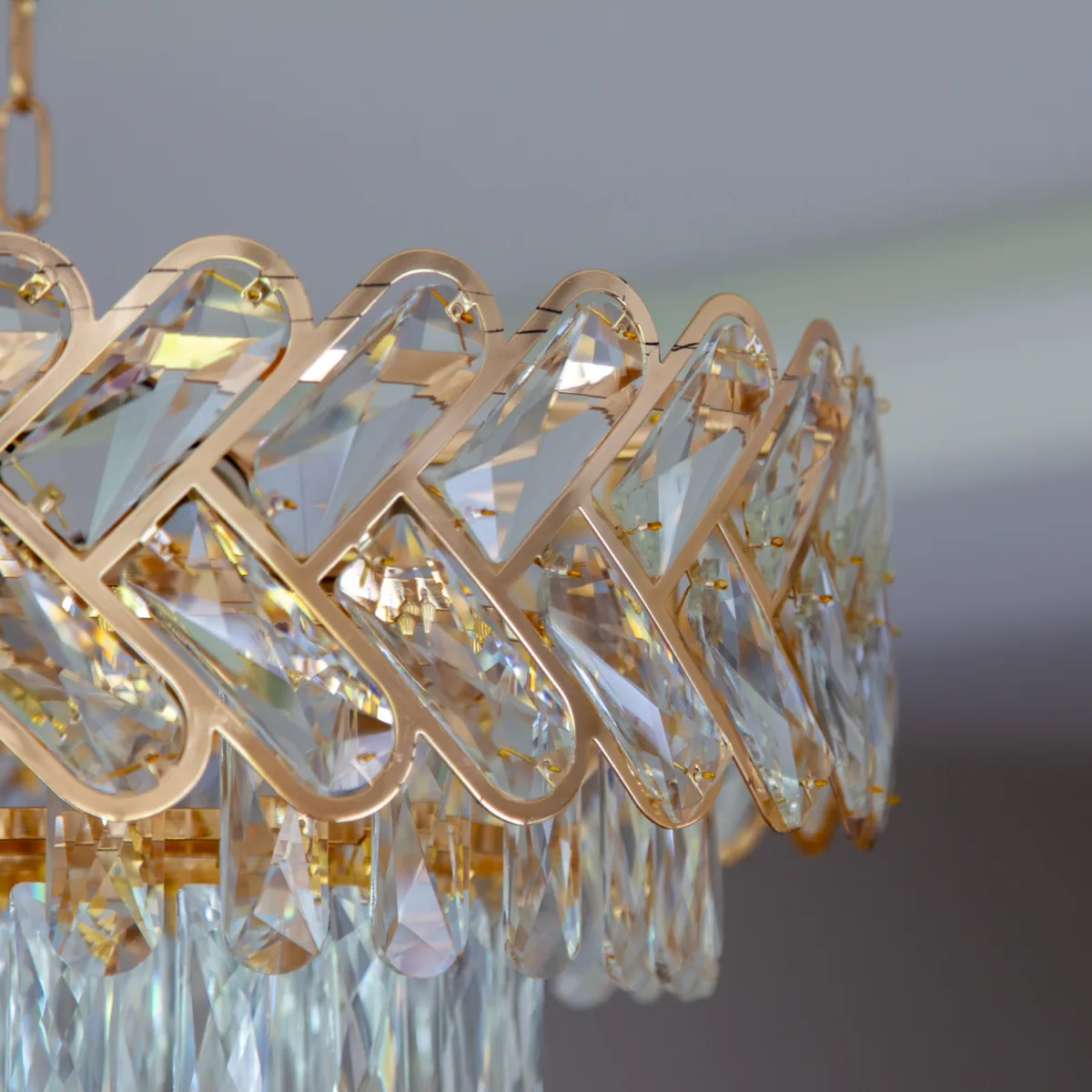 Candelabru Infinity Cristal Gold 45 cm – Cristal K9 Premium și Metal Auriu, 10 Becuri E27, Design Luxos pentru Living și Dormitor - imagine 13