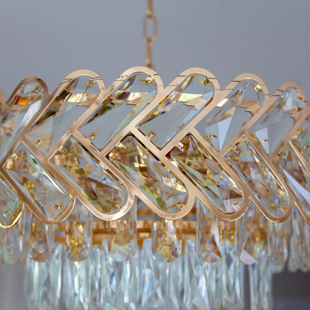 Candelabru Infinity Cristal Gold 45 cm – Cristal K9 Premium și Metal Auriu, 10 Becuri E27, Design Luxos pentru Living și Dormitor - imagine 8