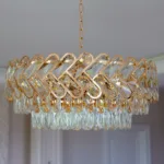 Candelabru Infinity Cristal Gold 55 cm – Cristal K9 Premium și Metal Auriu, 12 Becuri E27, Design Luxos pentru Living și Dining - imagine 2