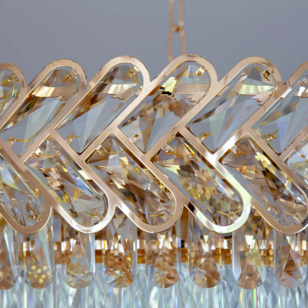 Candelabru Infinity Cristal Gold 55 cm – Cristal K9 Premium și Metal Auriu, 12 Becuri E27, Design Luxos pentru Living și Dining - imagine 9