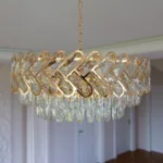Candelabru Infinity Cristal Gold 55 cm – Cristal K9 Premium și Metal Auriu, 12 Becuri E27, Design Luxos pentru Living și Dining - imagine 12