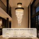 Candelabru Cristal Black Majesty 60×180 cm – 18 Becuri E27, Design Etajat pentru Spații Impunătoare - imagine 6