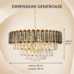 Candelabru Royal Gold Smoke 50 cm – Cristal K9 Fumuriu și Metal Auriu, 8 Becuri E27, pentru Living și Dormitor - imagine 5