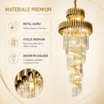 Candelabru Cristal Golden Majesty 60×180 cm – 18 Becuri E27, Design Etajat pentru Spații Impunătoare - imagine 5