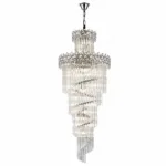Candelabru Cristal Diamond Spiral 60×180 cm – 18 Becuri E27, Structură Cromată și Design în Cascadă