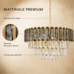 Candelabru Royal Gold Smoke 50 cm – Cristal K9 Fumuriu și Metal Auriu, 8 Becuri E27, pentru Living și Dormitor - imagine 6