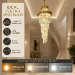 Candelabru Cristal Golden Majesty 60×180 cm – 18 Becuri E27, Design Etajat pentru Spații Impunătoare - imagine 7