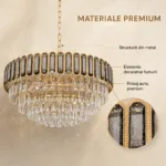 Candelabru Royal Gold Smoke 60 cm – Cristal K9 Fumuriu și Metal Auriu,10 Becuri E27, pentru Living și Dormitor - imagine 5