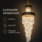 Candelabru Cristal Black Majesty 60×180 cm – 18 Becuri E27, Design Etajat pentru Spații Impunătoare - imagine 5