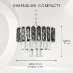 Candelabru Luxury Cristal Fumuriu 30 cm – Cristal K9 Premium și Metal Argintiu, 3 Becuri E27, Design Modern pentru Hol, Living și Dormitor - imagine 5