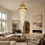 Candelabru Cristal Golden Majesty 60×180 cm – 18 Becuri E27, Design Etajat pentru Spații Impunătoare - imagine 3