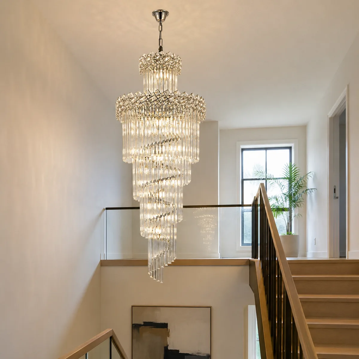 Candelabru Cristal Diamond Spiral 60×180 cm – 18 Becuri E27, Structură Cromată și Design în Cascadă - imagine 2