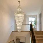 Candelabru Cristal Diamond Spiral 60×180 cm – 18 Becuri E27, Structură Cromată și Design în Cascadă - imagine 2