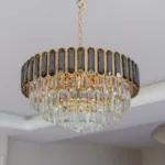 Candelabru Royal Gold Smoke 50 cm – Cristal K9 Fumuriu și Metal Auriu, 8 Becuri E27, pentru Living și Dormitor - imagine 15