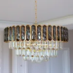 Candelabru Royal Gold Smoke 50 cm – Cristal K9 Fumuriu și Metal Auriu, 8 Becuri E27, pentru Living și Dormitor - imagine 3