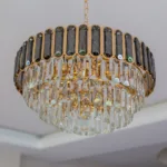 Candelabru Royal Gold Smoke 50 cm – Cristal K9 Fumuriu și Metal Auriu, 8 Becuri E27, pentru Living și Dormitor - imagine 8