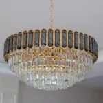 Candelabru Royal Gold Smoke 60 cm – Cristal K9 Fumuriu și Metal Auriu,10 Becuri E27, pentru Living și Dormitor - imagine 2