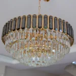 Candelabru Royal Gold Smoke 60 cm – Cristal K9 Fumuriu și Metal Auriu,10 Becuri E27, pentru Living și Dormitor - imagine 9