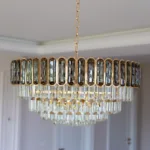 Candelabru Royal Gold Smoke 60 cm – Cristal K9 Fumuriu și Metal Auriu,10 Becuri E27, pentru Living și Dormitor - imagine 8