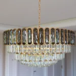 Candelabru Royal Gold Smoke 60 cm – Cristal K9 Fumuriu și Metal Auriu,10 Becuri E27, pentru Living și Dormitor - imagine 14