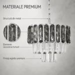 Candelabru Luxury Cristal Fumuriu 30 cm – Cristal K9 Premium și Metal Argintiu, 3 Becuri E27, Design Modern pentru Hol, Living și Dormitor - imagine 6