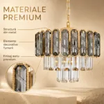 Candelabru Royal Gold Smoke 30 cm – Cristal K9 Fumuriu și Metal Auriu, 3 Becuri E27, pentru Living și Dormitor - imagine 5