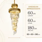 Candelabru Cristal Golden Majesty 60×180 cm – 18 Becuri E27, Design Etajat pentru Spații Impunătoare - imagine 4