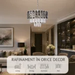 Candelabru Luxury Cristal Fumuriu 30 cm – Cristal K9 Premium și Metal Argintiu, 3 Becuri E27, Design Modern pentru Hol, Living și Dormitor - imagine 7