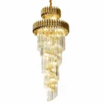 Candelabru Cristal Golden Majesty 60×180 cm – 18 Becuri E27, Design Etajat pentru Spații Impunătoare
