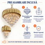 Pachet Premium Luxury Cristal Gold – Candelabru + 2 Aplice - imagine 7