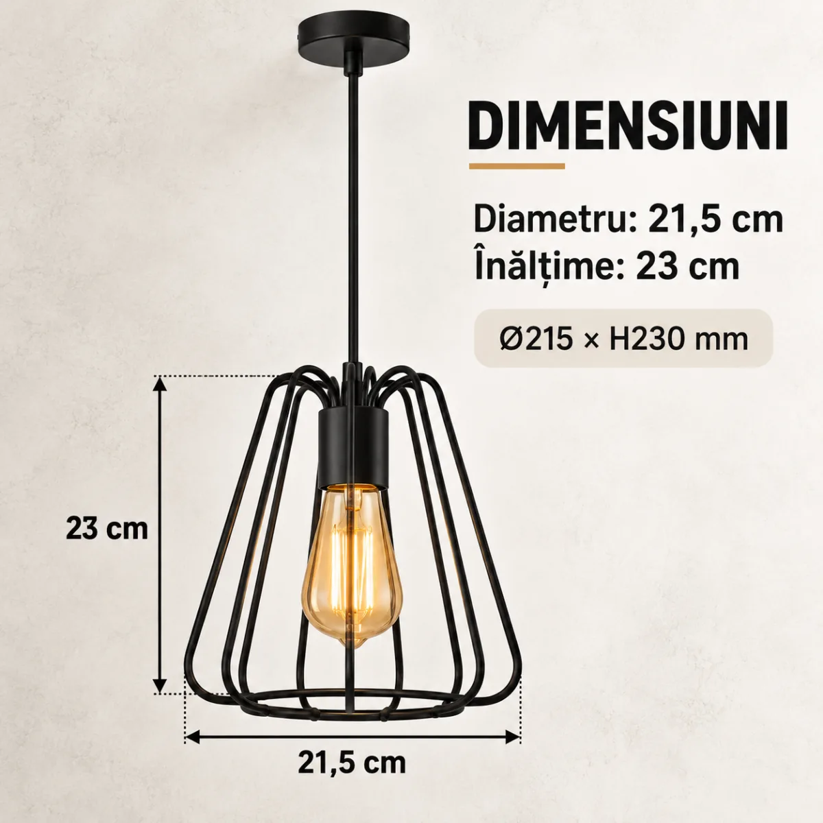 Pendul Industrial Black Bloom 21,5 – Design Metalic Sculptural, 1 Sursă E27 - imagine 4