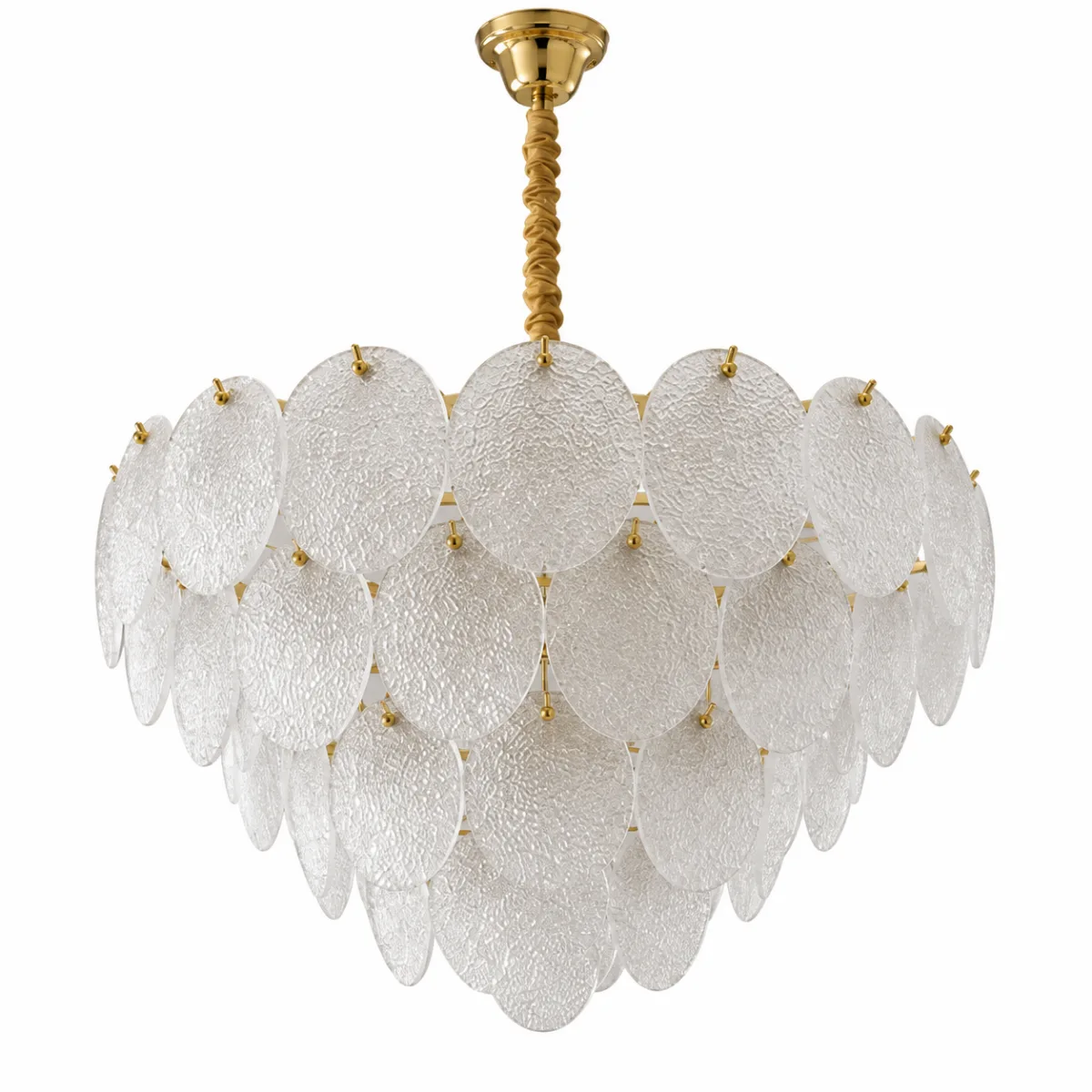 Candelabru Golden Petals 60 cm – Sticlă Mată Texturată și Finisaj Auriu Premium, 10 Surse E27, Design Luxury pentru Living și Dining - imagine 2